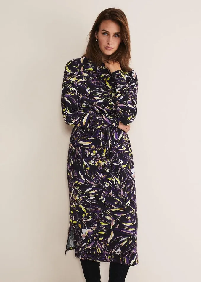 Phase Eight Zenobia Printed Jersey Dress Bluechocolate Women Dresses