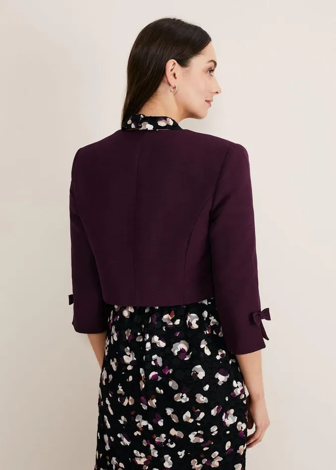 Phase Eight Zoelle Bow Detail Jacket Aubergine Women Jackets