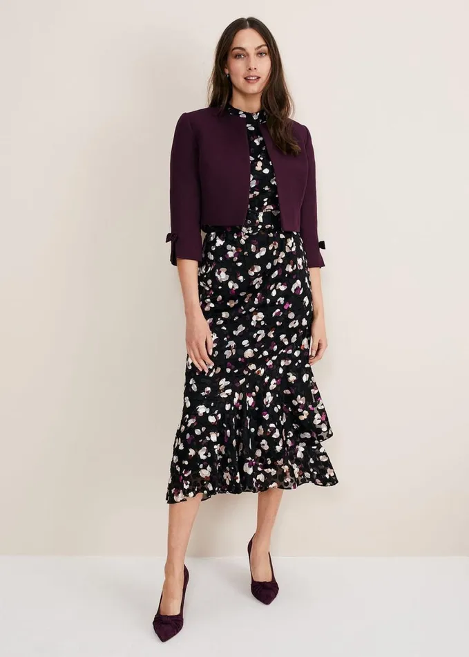 Phase Eight Zoelle Bow Detail Jacket Aubergine Women Jackets
