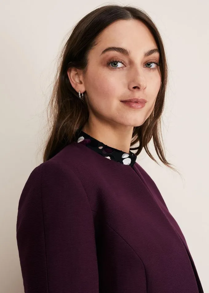 Phase Eight Zoelle Bow Detail Jacket Aubergine Women Jackets