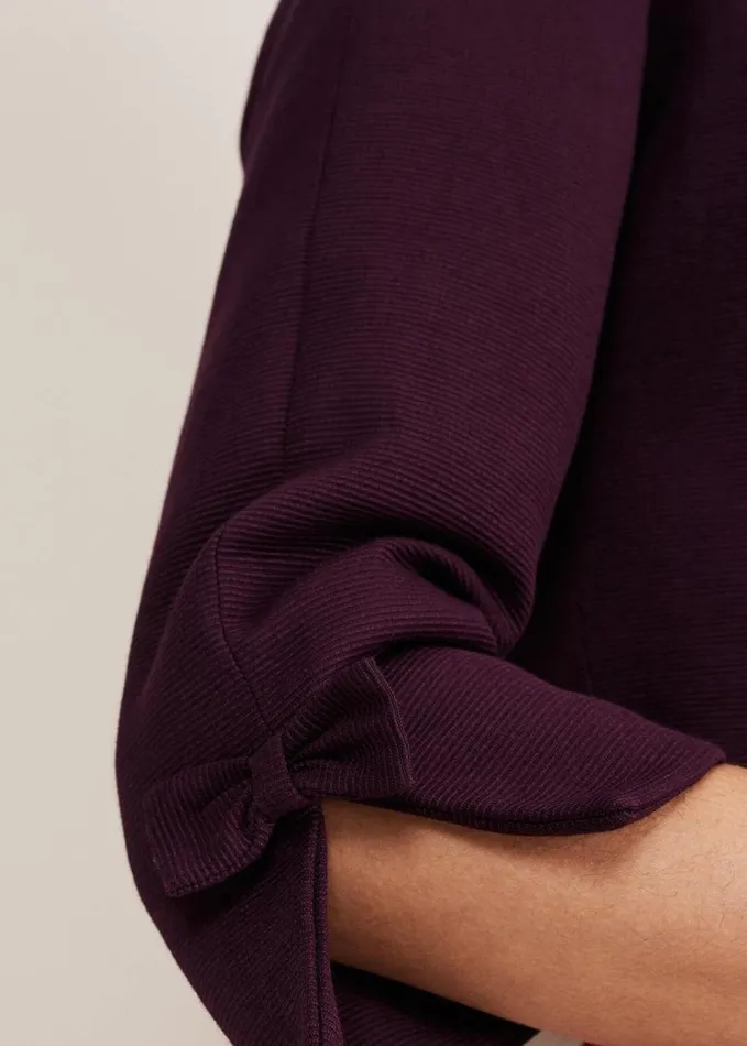 Phase Eight Zoelle Bow Detail Jacket Aubergine Women Jackets