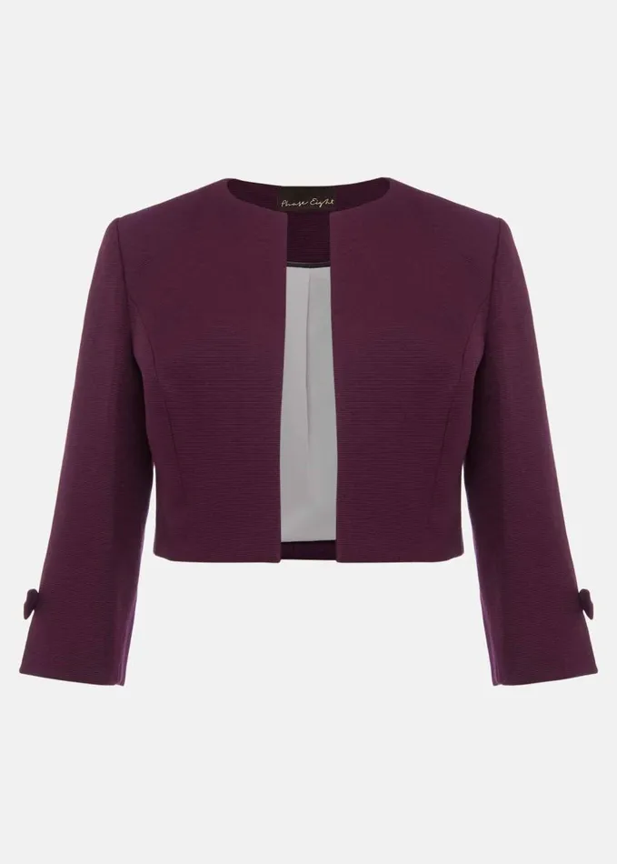 Phase Eight Zoelle Bow Detail Jacket Aubergine Women Jackets