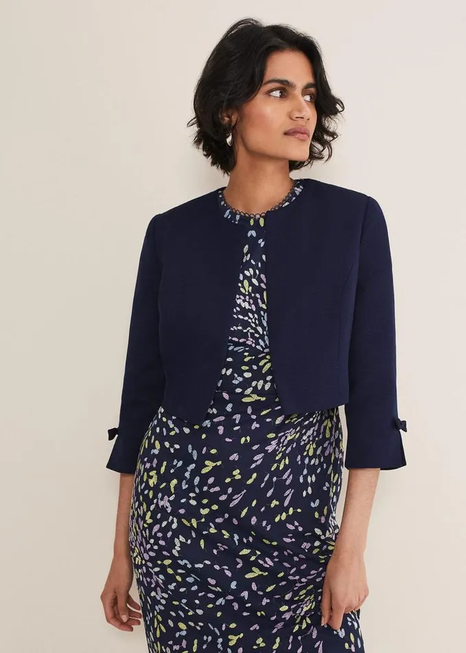 Phase Eight Zoelle Bow Detail Jacket French Navy Women Jackets