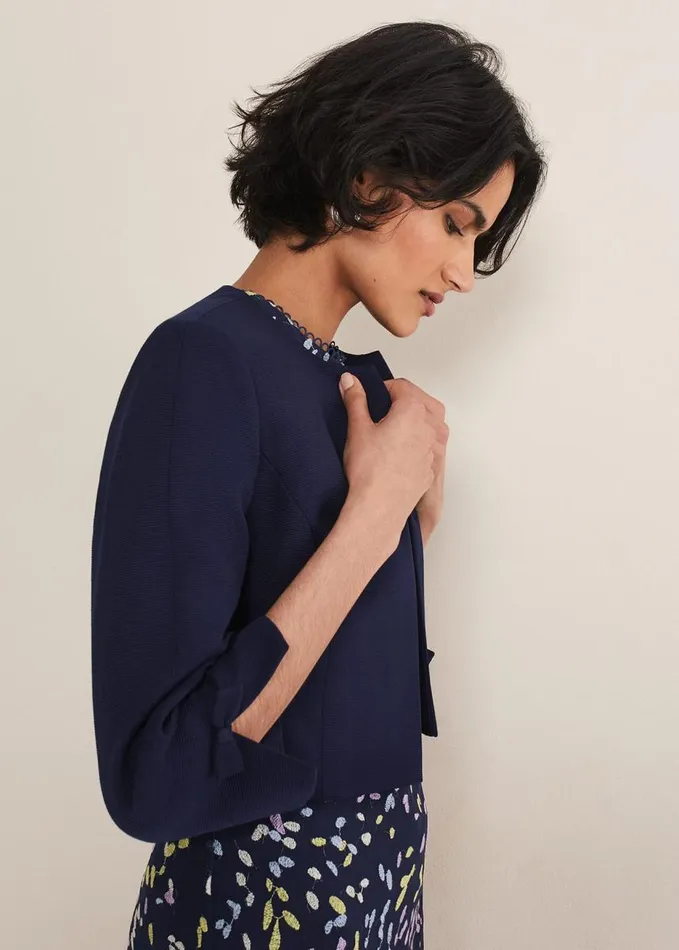 Phase Eight Zoelle Bow Detail Jacket French Navy Women Jackets