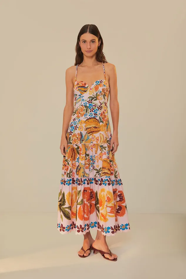 Pink Spring Bananas Midi Dress Women Farm Rio Midi Dresses