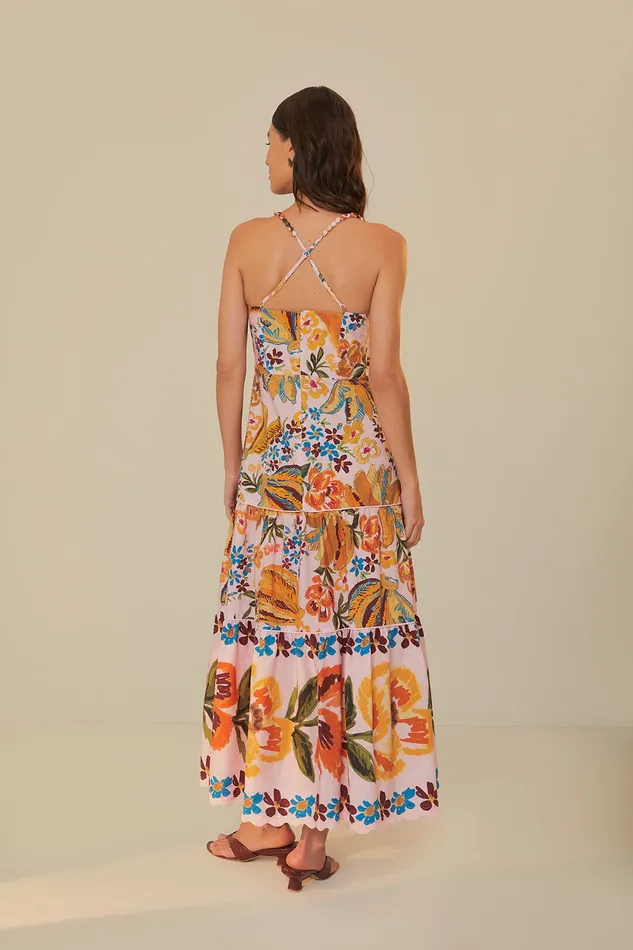 Pink Spring Bananas Midi Dress Women Farm Rio Midi Dresses