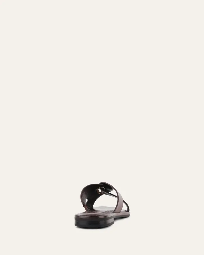 Piper flat slides chocolate leather Women FLAT SANDALS jomercer Piper flat slides chocolate leather Women FLAT SANDALS jomercer