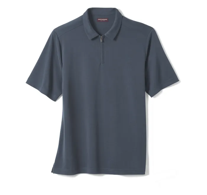 Polos and Tees Vintage Birdseye Zip Polo Navy 8211 Johnston and Murphy Men