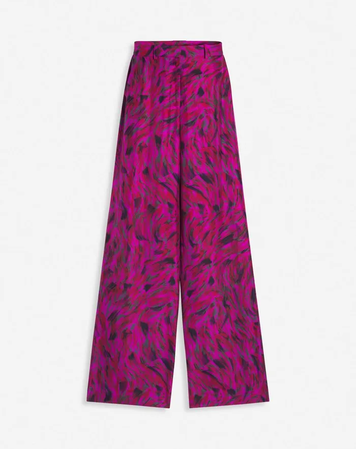 Printed Wide Leg Pants Fuchsia Women Lanvin Pants