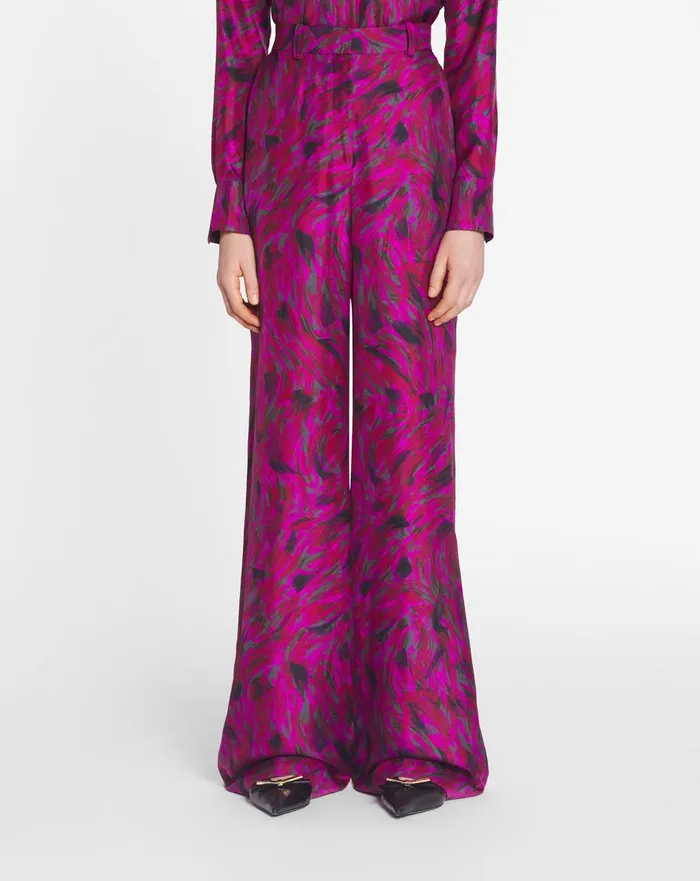 Printed Wide Leg Pants Fuchsia Women Lanvin Pants Printed Wide Leg Pants Fuchsia Women Lanvin Pants