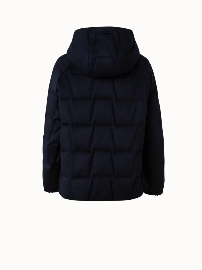 Quilted Trapezoid Cashmere Parka Navy Women Akris Jackets