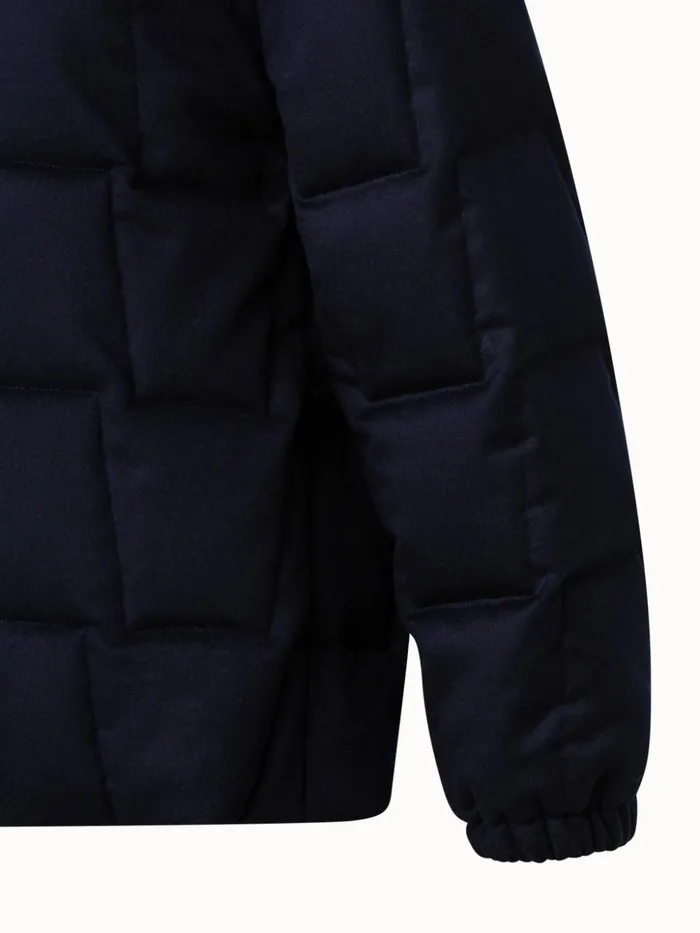 Quilted Trapezoid Cashmere Parka Navy Women Akris Jackets