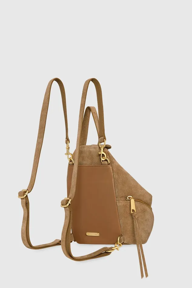 Rebecca Minkoff Convertible Mini Julian Backpack With Fringe Praline Women Backpacks