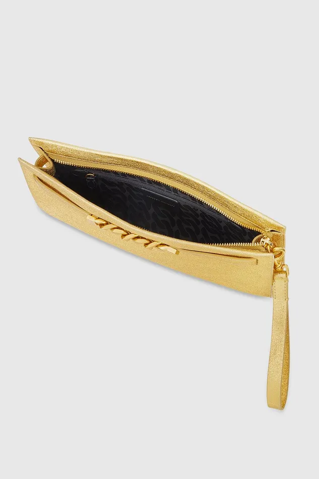 Rebecca Minkoff Curb Link Clutch Gold Women Clutches