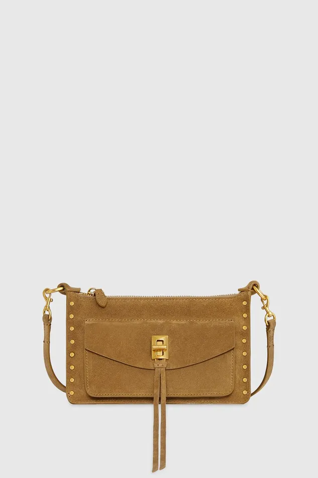 Rebecca Minkoff Darren Mini Top Zip Crossbody Honey Women Crossbody Bags