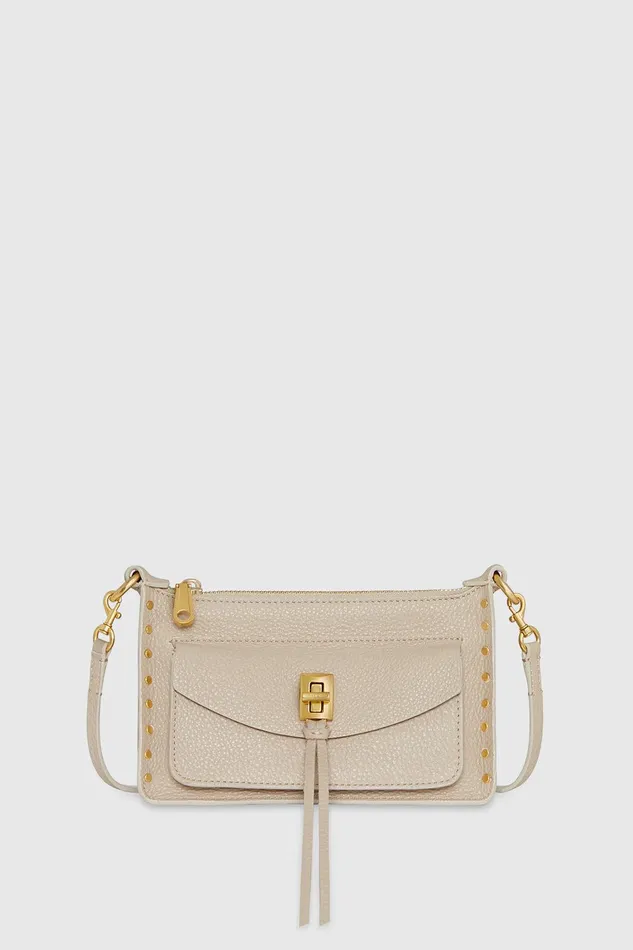 Rebecca Minkoff Darren Mini Top Zip Crossbody Stone Women Crossbody Bags