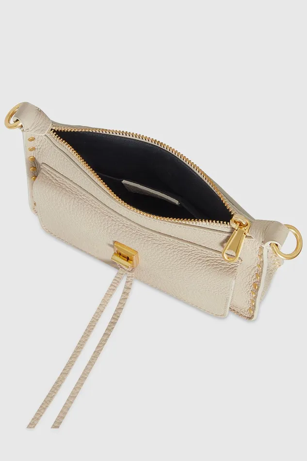 Rebecca Minkoff Darren Mini Top Zip Crossbody Stone Women Crossbody Bags