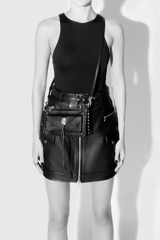 Rebecca Minkoff Darren Mini Top Zip Crossbody Stone Women Crossbody Bags