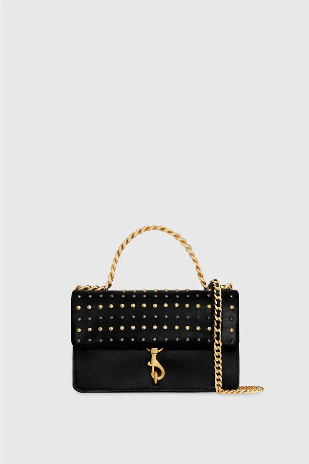 Rebecca Minkoff Edie Studded Mini Crossbody On A Chain Black Women Crossbody Bags