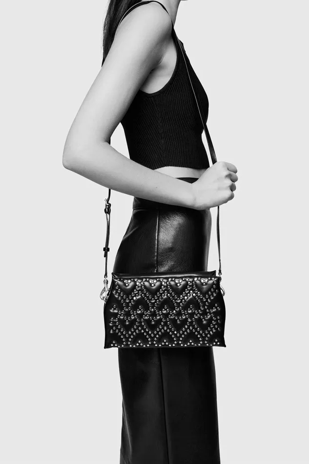 Rebecca Minkoff Heart Studded Crossbody Black Women Crossbody Bags