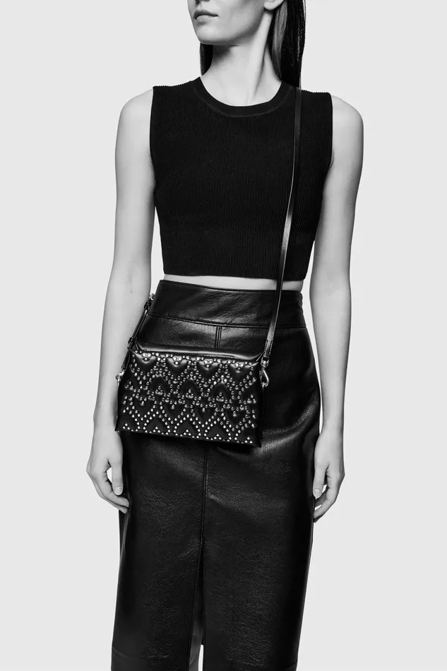 Rebecca Minkoff Heart Studded Crossbody Black Women Crossbody Bags