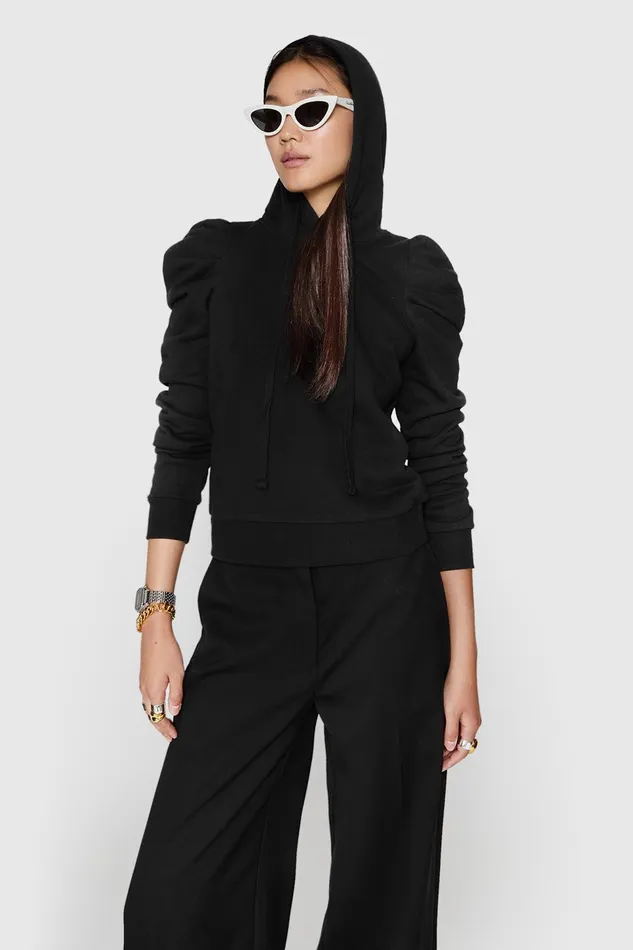 Rebecca Minkoff Janine Hoodie Black Women Sweaters and Sweatshirts