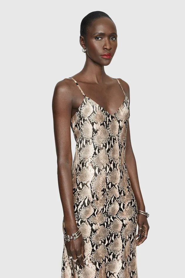 Rebecca Minkoff Verona Slip Dress Natural Python Women Dresses