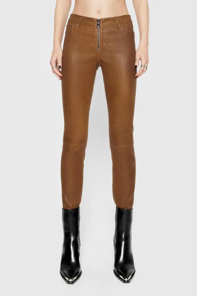 Rebecca Minkoff Ziggy Leather Pant Rocher Women Bottoms