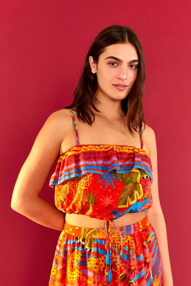 Red Magic Crop Top Women Farm Rio Crop Tops
