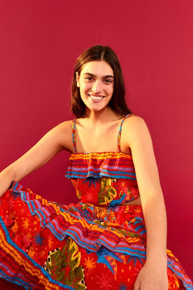 Red Magic Crop Top Women Farm Rio Crop Tops