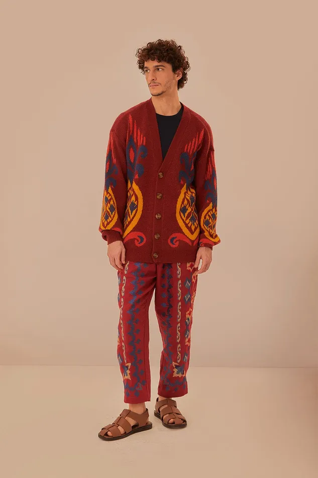 Red Pineapple Knit Cardigan Women Farm Rio Cardigans
