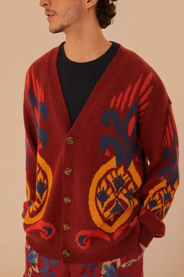 Red Pineapple Knit Cardigan Women Farm Rio Cardigans