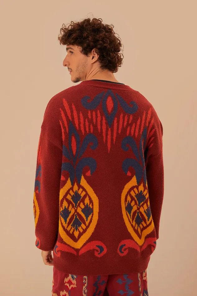 Red Pineapple Knit Cardigan Women Farm Rio Cardigans