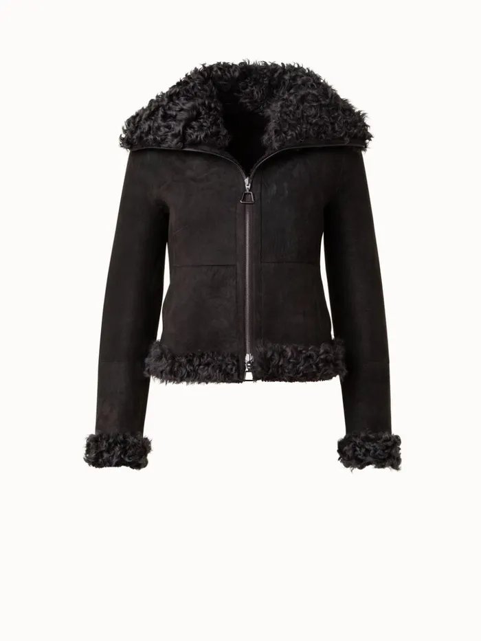 Reversible Shearling Jacket Mocca Women Akris Jackets