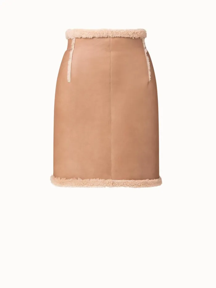 Reversible Shearling Short Skirt Camel Women Akris Skirts