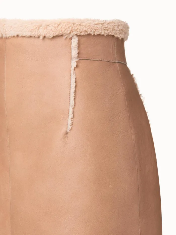 Reversible Shearling Short Skirt Camel Women Akris Skirts