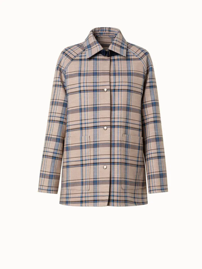 Reversible ThreeinOne Wool Double Weave Jacket Camelnavy Women Akris Jackets
