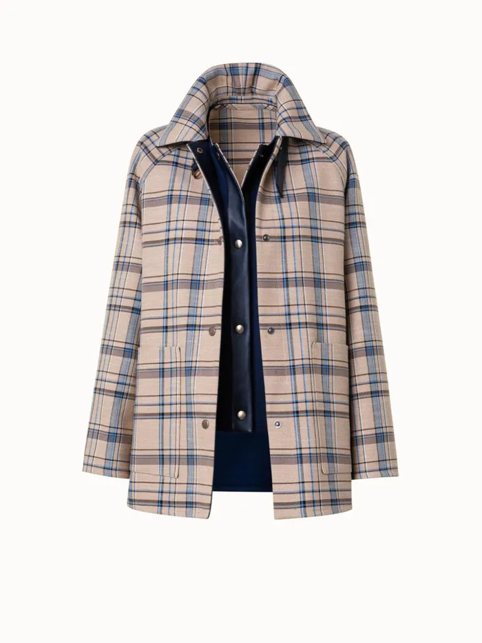 Reversible ThreeinOne Wool Double Weave Jacket Camelnavy Women Akris Jackets