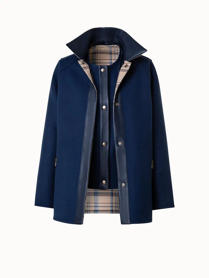 Reversible ThreeinOne Wool Double Weave Jacket Camelnavy Women Akris Jackets