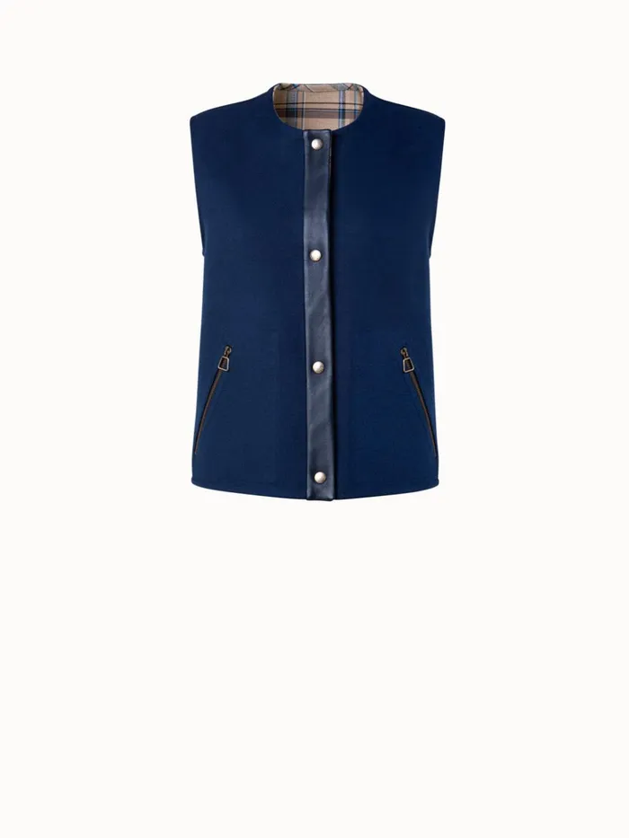 Reversible ThreeinOne Wool Double Weave Jacket Camelnavy Women Akris Jackets