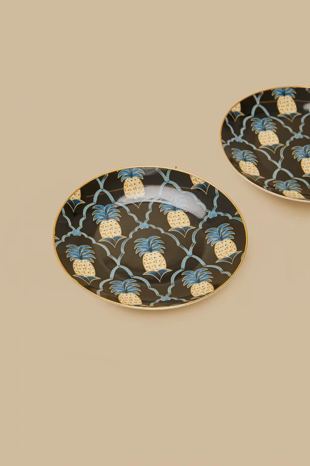 Romantic Pineapple Dessert Plate Women Farm Rio Gifts