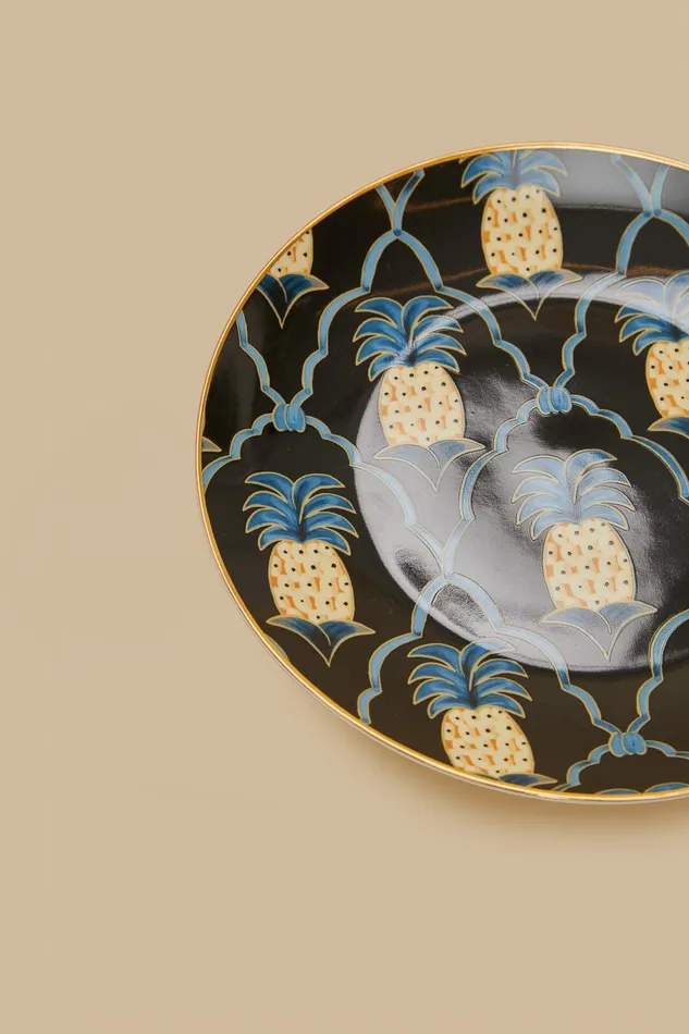Romantic Pineapple Dessert Plate Women Farm Rio Gifts