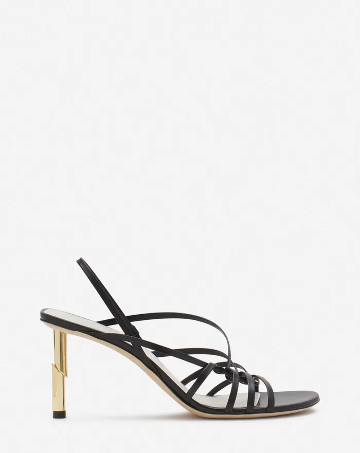 Squence By Lanvin Leather Sandals Blackgold Women Lanvin Sandals and Mules