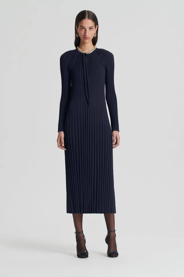 Scanlan Theodore Dresses Women PLEATED RIB DRAWCORD DRESS NAVY