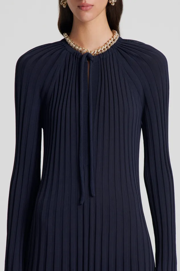 Scanlan Theodore Dresses Women PLEATED RIB DRAWCORD DRESS NAVY Scanlan Theodore Dresses Women PLEATED RIB DRAWCORD DRESS NAVY