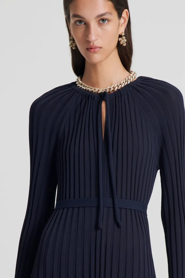 Scanlan Theodore Dresses Women PLEATED RIB DRAWCORD DRESS NAVY Scanlan Theodore Dresses Women PLEATED RIB DRAWCORD DRESS NAVY