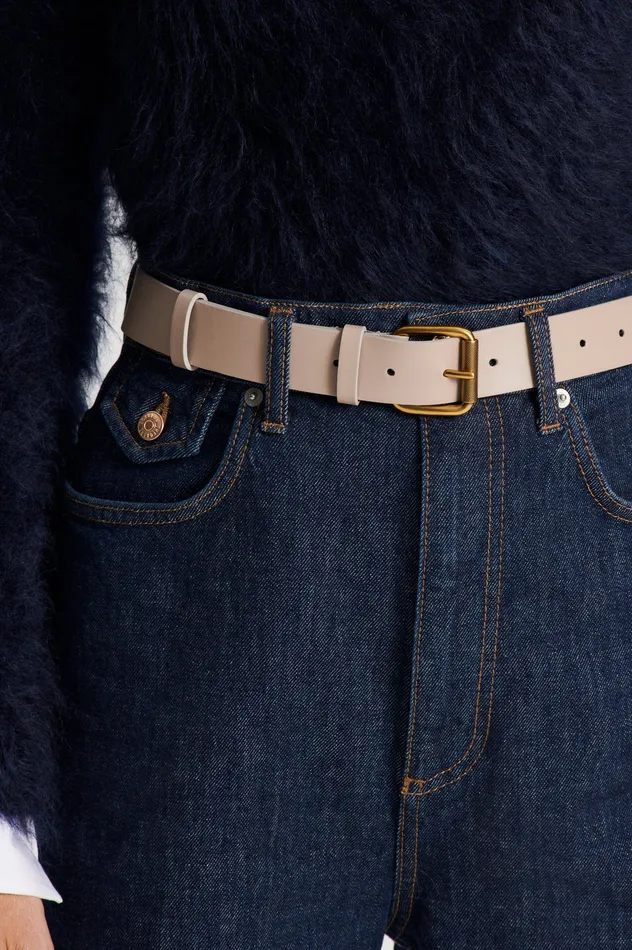 Scanlan Theodore Leather Women ROLLER BUCKLE BELT 3 NUDE