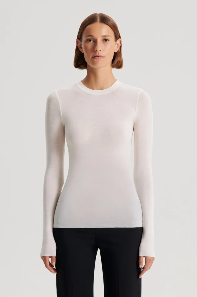 Scanlan Theodore Sweaters Women BABYWOOL CREW SWEATER IVORY