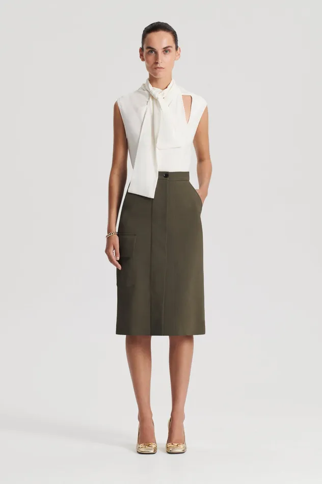 Scanlan Theodore Tops Women SILK CRAVAT TANK CREME