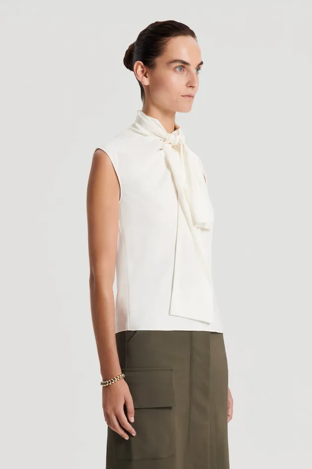 Scanlan Theodore Tops Women SILK CRAVAT TANK CREME Scanlan Theodore Tops Women SILK CRAVAT TANK CREME